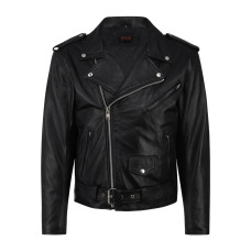 Aderlass Mens Biker Jacket Leather Embroidery (black)