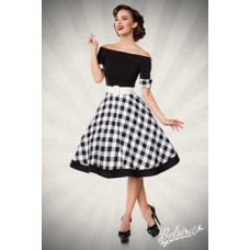 BELSIRA schulterfreies Swing-Kleid (black-and-white)