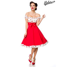 BELSIRA schulterfreies Swing-Kleid (Red White)