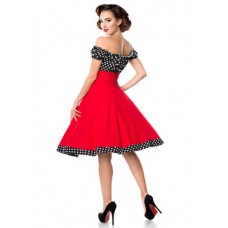 BELSIRA schulterfreies Swing-Kleid (red / black / white)