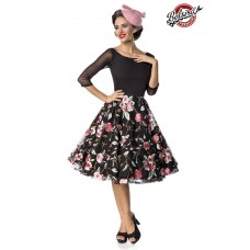 BELSIRA Premium besticktes Vintage-Swingkleid (black / pink)